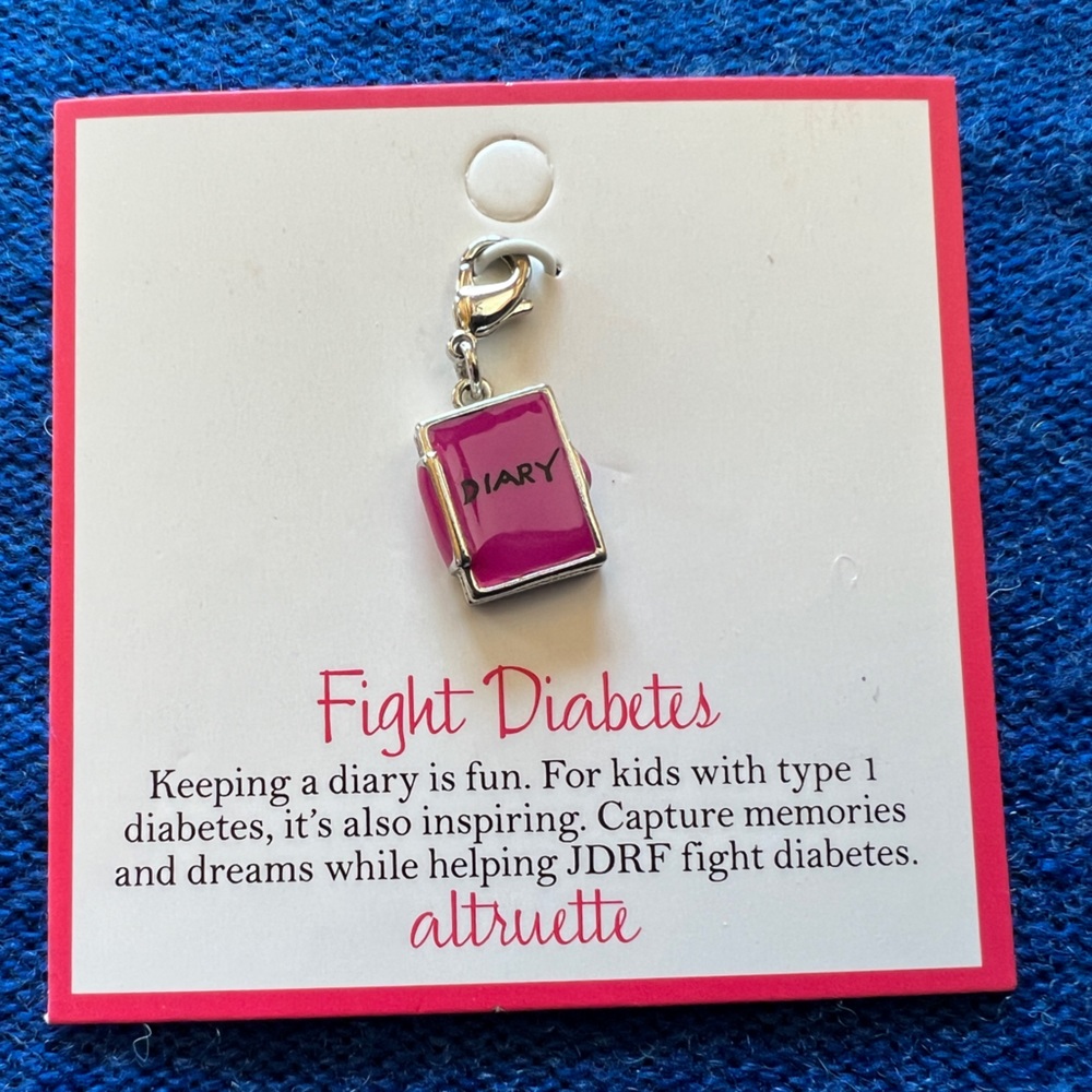 Sterling and enamel Diary Journal charm, Altruette, removable